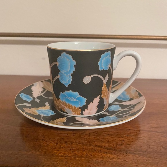 HOLD HOLD ELAN Teacup/saucer. 1994. San Francisco. Hand painted. Dimitasse - Picture 2 of 2